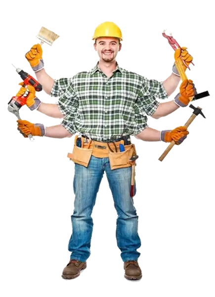 Handyman holding tools